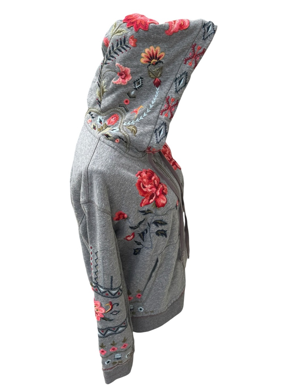 Driftwood Embroidered Floral Zip Hoodie Boho Western Jacket Medium - Picture 7 of 9